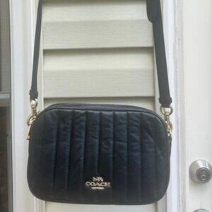 COACH BLACK LEATHER PUFFY QUILTED JES CROSSBODY BAG STYLE #C1569 LINEAR